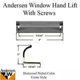 Andersen Tilt-Wash (DC) and Tilt-Wash (TW) Windows - Estate Hand Lifts w/Screws - Distressed Nickel