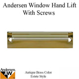 Andersen Tilt-Wash (DC) and Tilt-Wash (TW) Windows - Estate Hand Lifts w/ Screws - Antique Brass