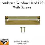 Andersen Tilt-Wash (DC) and Tilt-Wash (TW) Windows - Estate Hand Lifts w/ Screws - Antique Brass