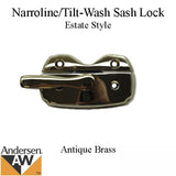 Andersen Narroline/Tilt-Wash Sash Lock, Estate Style - Antique Brass