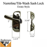 Andersen Narroline/Tilt-Wash Sash Lock, Estate Style - Antique Brass