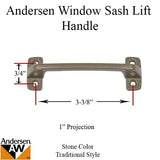 Andersen Double Hung Window Sash Lift/Handle - 4 Screw Holes, Stone