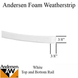 Andersen Weatherstrip, Narroline, Top and Bottom Rail Foam - White