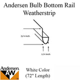 Andersen Weatherstrip, Bulb / Bottom Rail Perma-Shield Narroline Windows - White