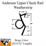 Andersen Upper Check Rail TW38 Weatherstrip 42-9/32 Length