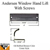 Andersen Tilt-Wash (DC) and (TW) Windows - Estate Hand Lifts w/Screws - Oil Rubbed Bronze