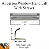 Andersen Tilt-Wash (DC) and Tilt-Wash (TW) Windows - Estate Hand Lifts w/ Screws - Satin Nickel