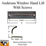 Andersen Tilt-Wash (DC) and (TW) Windows - Estate Hand Lifts w/Screws - Distressed Bronze