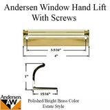 Andersen Estate Hand Lift, Tilt-Wash (DC) and Tilt-Wash (TW) Windows - Bright/Polished Brass