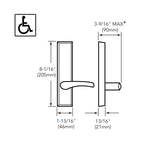 Sargent 773-8 ETL Fail Safe Electrified Exit Trim, For 8500, 8800, NB8700 Series