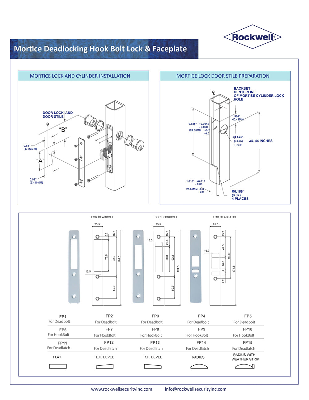 SFHBST150 Rockwell Steel Deadlocking Hook Bolt Mortise Lock – 1-1/2″ B ...