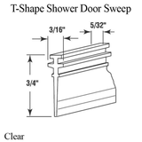 Shower Door Sweep, T-Shaped, 36" Length, Clear