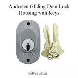 Andersen Perma-Shield Gliding Doors - Lock Housing with Keys - 3 Panel - Silver Satin