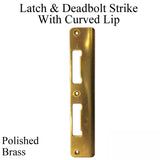 Latch &amp; Deadbolt Strike, Curved Lip - PC0010N 1.70 x 8.82 - Polished Brass