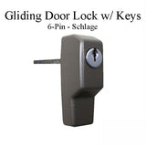 Andersen 2 Panel Gliding Door Exterior 6 Pin Lock w/ Keys - Stone