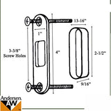 Andersen Perma-Shield Metal 4 Inch Gliding Door Strike and Liner for 2 Panel Door