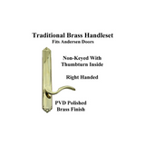 PETAL STYLE HANDLE SET FOR ACTIVE / NON-KEYED ANDERSEN DOOR WITH THUMBTURN, RH, POLISHED BRASS PVD