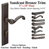 MULTIPOINT TRIM, 2 X 10 INCH, AMERICAN CYLINDER SANDCAST BRONZE HANDLESET, CHOOSE OPTIONS