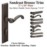 MULTIPOINT TRIM, 2 X 10-1/2 INCH, AMERICAN CYLINDER SANDCAST BRONZE HANDLESET