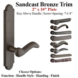 MULTIPOINT TRIM, 2 X 10 INCH, AMERICAN CYLINDER SANDCAST BRONZE HANDLESET, CHOOSE OPTIONS