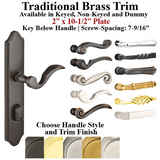 MULTIPOINT TRIM, 2 X 10-1/2 INCH, AMERICAN CYLINDER TRADITIONAL BRASS HANDLESET, CHOOSE OPTIONS