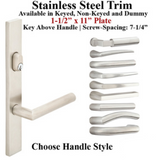 MULTIPOINT TRIM, 1-1/2 X 11 INCH, AMERICAN CYLINDER STAINLESS STEEL HANDLESET