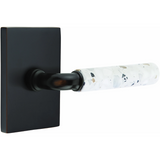 Emtek 5052  Select Brass Lever Handle With Stem And Modern Rectangular Rosette Dummy, Pair