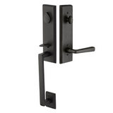 Emtek 452522 Rustic Modern Rectangular Monolithic Entrance Handleset - Sandcast Bronze Tubular - Double Cylinder