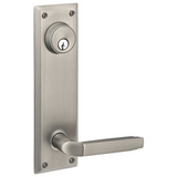 Emtek 8981 Quincy 5-1/2" Center-to-Center Keyed Sideplate Lockset, Passage/Double Keyed - Brass Tubular