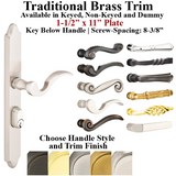 MULTIPOINT TRIM, 1-1/2 X 11 INCH, AMERICAN CYLINDER TRADITIONAL BRASS HANDLESET, CHOOSE OPTION  921601000