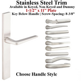 MULTIPOINT TRIM, 1-1/2 X 11 INCH, AMERICAN CYLINDER STAINLESS STEEL HANDLESET, CHOOSE OPTIONS