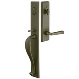 Emtek 451613 Rectangular Full Length Entrance Handleset - Sandcast Bronze Tubular - Single Cylinder