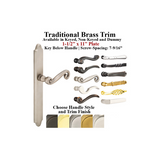 MULTIPOINT TRIM, 1-1/2 X 11 INCH, AMERICAN CYLINDER TRADITIONAL BRASS HANDLESET, CHOOSE OPTIONS