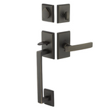 Emtek 450421 Rustic Modern Rectangular Sectional Entrance Handleset - Sandcast Bronze Tubular - Dummy