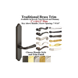 MULTIPOINT TRIM, 2 X 10-1/2 INCH, AMERICAN CYLINDER TRADITIONAL BRASS HANDLESET, CHOOSE OPTIONS