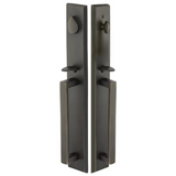 Emtek 453646 Rustic Modern Rectangular Full Length Grip by Grip Entrance Handleset - Sandcast Bronze Tubular - Single Cylinder