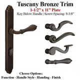 MULTIPOINT TRIM, 1-1/2 X 11 INCH, AMERICAN CYLINDER TUSCANY BRONZE HANDLESET, CHOOSE OPTIONS