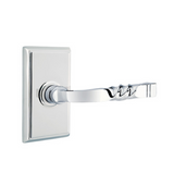 Emtek 8221 DESIGNER BRASS - LEVERSETS With Rectangular Rosette Privacy Set