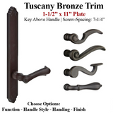 MULTIPOINT TRIM, 1-1/2 X 11 INCH, AMERICAN CYLINDER TUSCANY BRONZE HANDLESET, CHOOSE OPTIONS 921461000