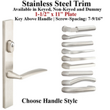 MULTIPOINT TRIM, 1-1/2 X 11 INCH, AMERICAN CYLINDER STAINLESS STEEL HANDLESET - 921231000