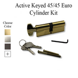 ACTIVE KEYED 45 / 45 EURO CYLINDER KIT FOR 2-3/4" THICK DOOR