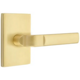 Emtek 5052 MODERN DESIGNER BRASS - LEVERSETS With Modern Rectangular Rosette Dummy, Pair