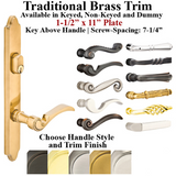 MULTIPOINT TRIM, 1-1/2 X 11 INCH, AMERICAN CYLINDER TRADITIONAL BRASS HANDLESET - 921401000