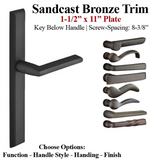 MULTIPOINT TRIM, 1-1/2 X 11 INCH, AMERICAN CYLINDER SANDCAST BRONZE HANDLESET, CHOOSE OPTIONS