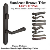 MULTIPOINT TRIM, 1-1/2 X 11 INCH, AMERICAN CYLINDER SANDCAST BRONZE HANDLESET, CHOOSE OPTIONS