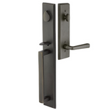 Emtek 451623 Rustic Modern Rectangular Full Length Entrance Handleset - Sandcast Bronze Tubular - Single Cylinder