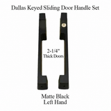 DALLAS KEYED SLIDING DOOR HANDLE SET, HLS9000 GEARS LH 2-1/4" PANEL - MATTE BLACK