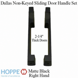 Dallas Non-Keyed Sliding Door handle set, HLS9000 gears RH 2-1/4" Panel - Matte Black