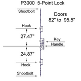 20mm P3000 Active 5-Point Rhino Hook & Shootbolts, Doors 82 To 95-1/2