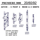 20mm P3000 Active 5-Point Rhino Hook & Shootbolts, Doors 82 To 95-1/2